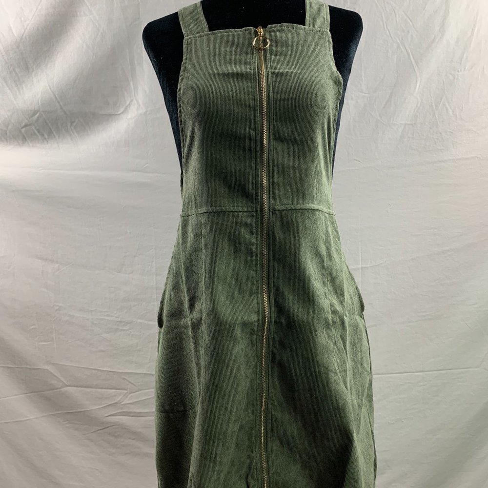 Zip Up Corduroy Overall Dress Green - Picture 7 of 7